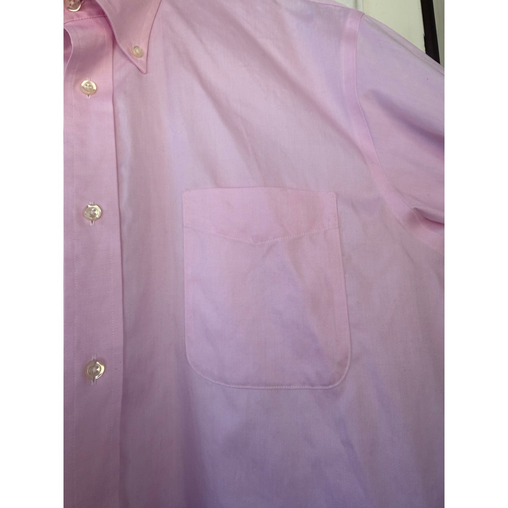 Lands' End pink men 16-35 long-sleeve button-down dress shirt interview outfit - Picture 5 of 8